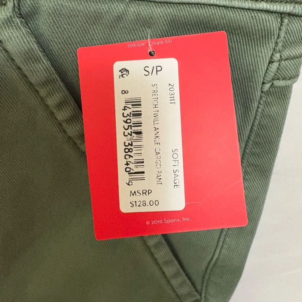 NWT SPANX Stretch Twill Ankle Cargo Pant‎ in Soft Sage Green Size Small
